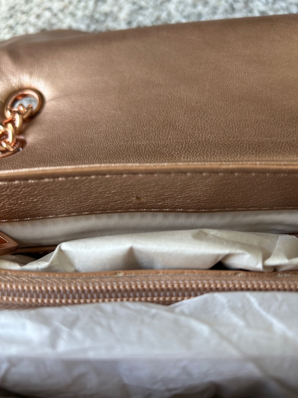 INC International Concepts Rose Gold Sequin Chain Shoulder Bag - Picture 8 of 9